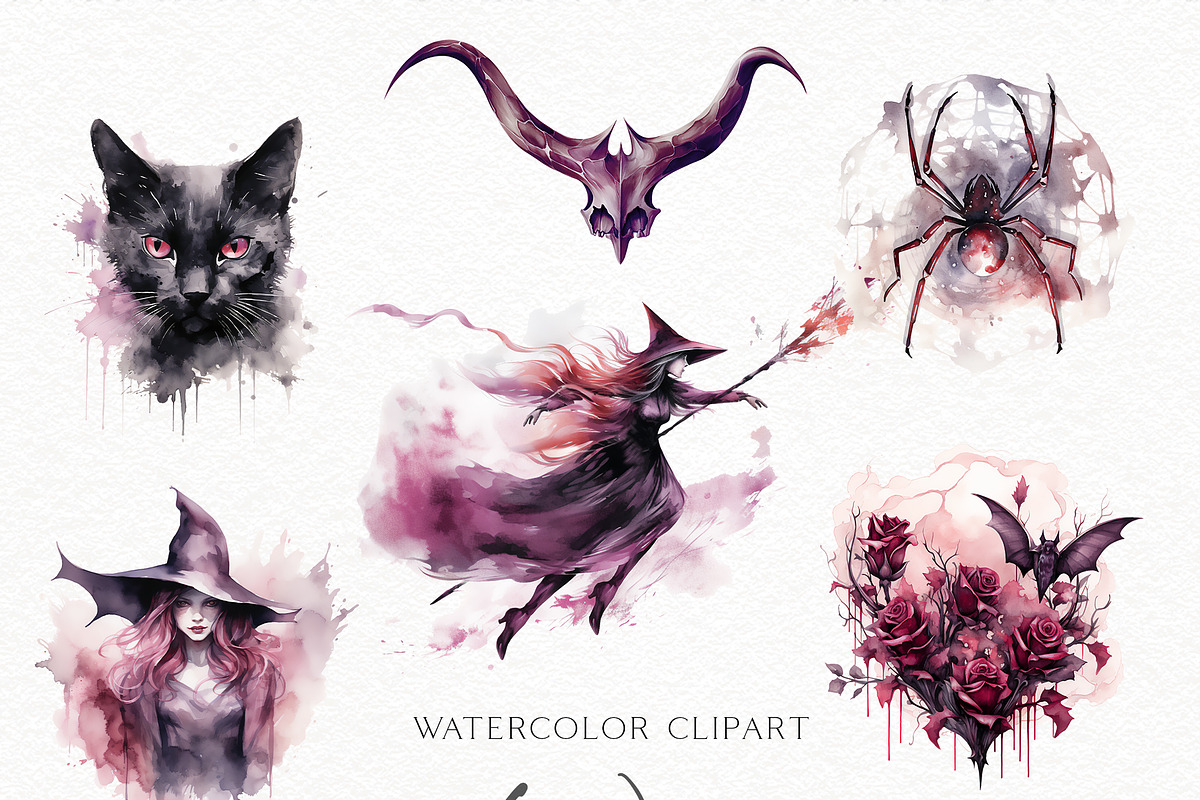 Watercolor Gothic Halloween, a Seasonal Illustration by Olga Koelsch (Photo 3 of 12)