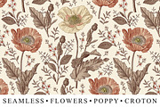 Seamless Set Flowers Poppy Poppies, a Pattern Graphic by Vintage (Thumbnail 1 of 11)