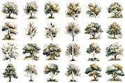Neutral watercolor tree clipart set, an Object Illustration by DreamCafeArt (Thumbnail 3 of 6)