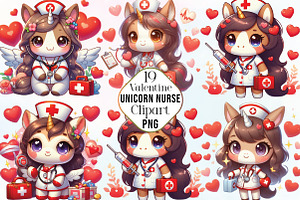 Unicorn Nurse Valentine PNG Clipart