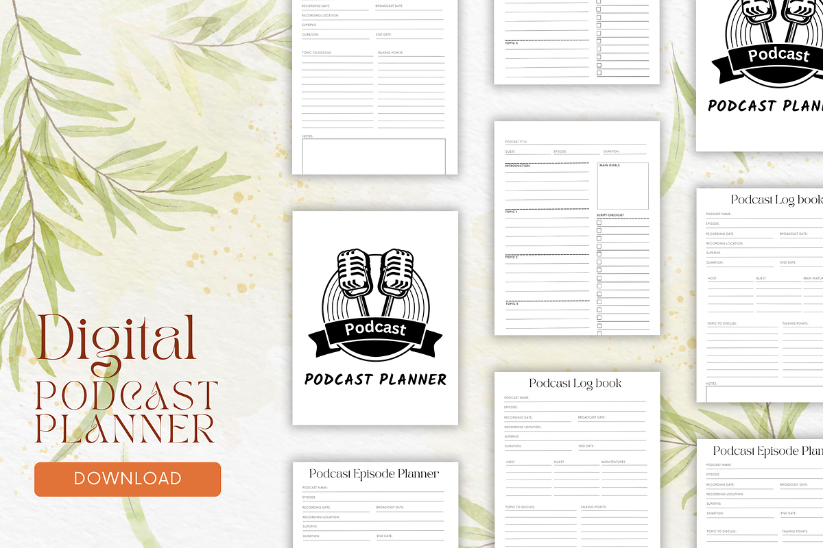Podcast Planner Canva Template + PDF, a Stationery Template by Designbudy (Photo 7 of 7)