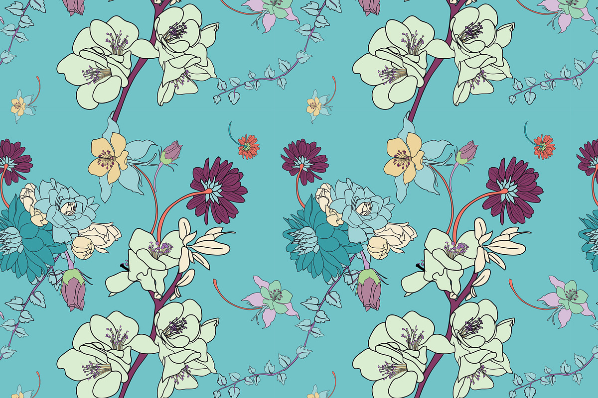 Blue Vector Pattern Pack, a Pattern Graphic by Ania Illustration (Photo 4 of 9)