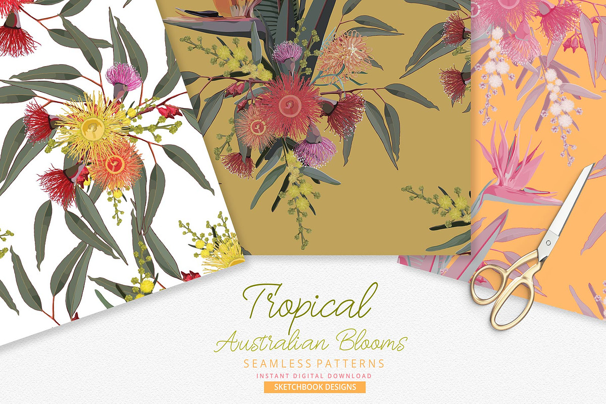 Tropical Australian Blooms, a Pattern Graphic by Sketchbook Designs (Photo 3 of 9)