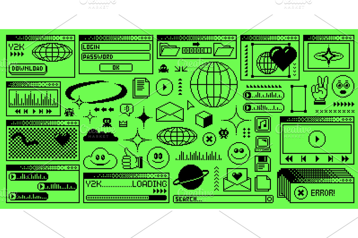 Rave y2k computer window page, a Decorative Illustration by Vector Tradition