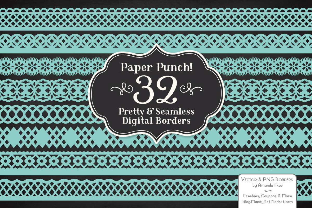 Aqua Vector Lace Borders Clipart, an Illustration by Amanda Ilkov (Photo 2 of 5)