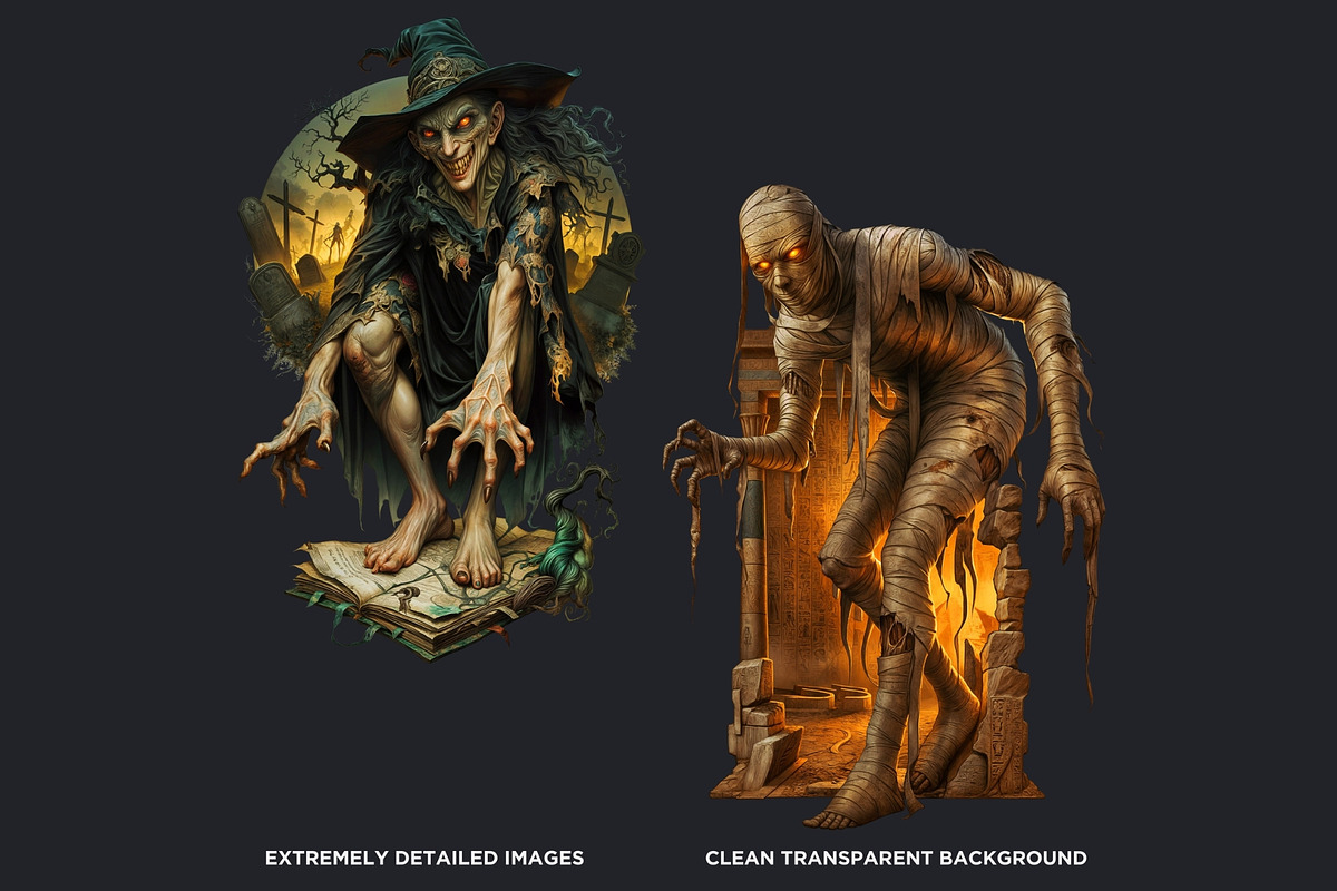 Spooky Halloween Characters Clipart, a Seasonal Illustration by ThatsDesign Art (Photo 5 of 10)