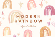 Modern Rainbow Watercolor Clip Art, an Illustration by Emerald & Ivy Studios (Thumbnail 1 of 6)
