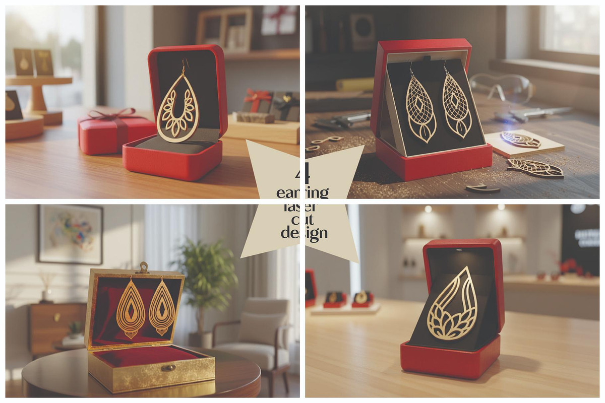 Teardrop Laser Cut Earrings, an Object Graphic by Designer_Momina (Photo 1 of 5)