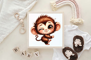 Funny Cheeky Monkeys Clipart, an Illustration by CraftArtStudio (Thumbnail 6 of 6)