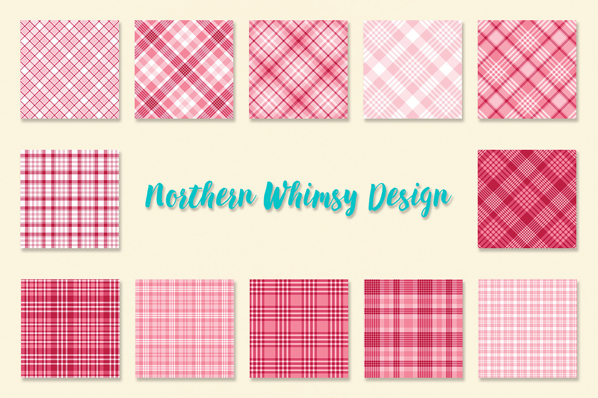 Valentine's Day Plaid - pink, a Pattern Graphic by Northern Whimsy Design
