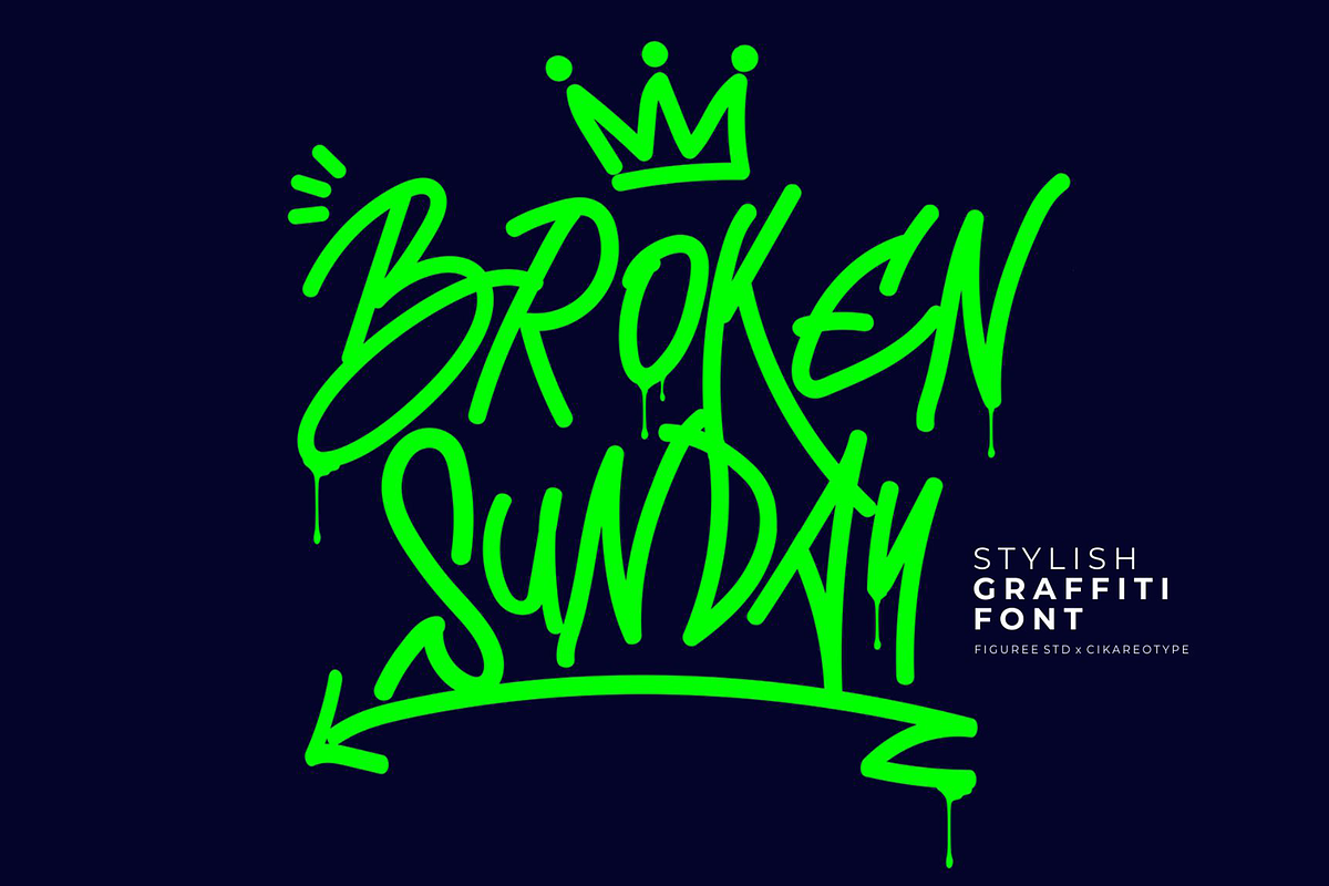 Broken Sunday - Stylish Graffiti, a Font by figuree studio (Photo 1 of 8)
