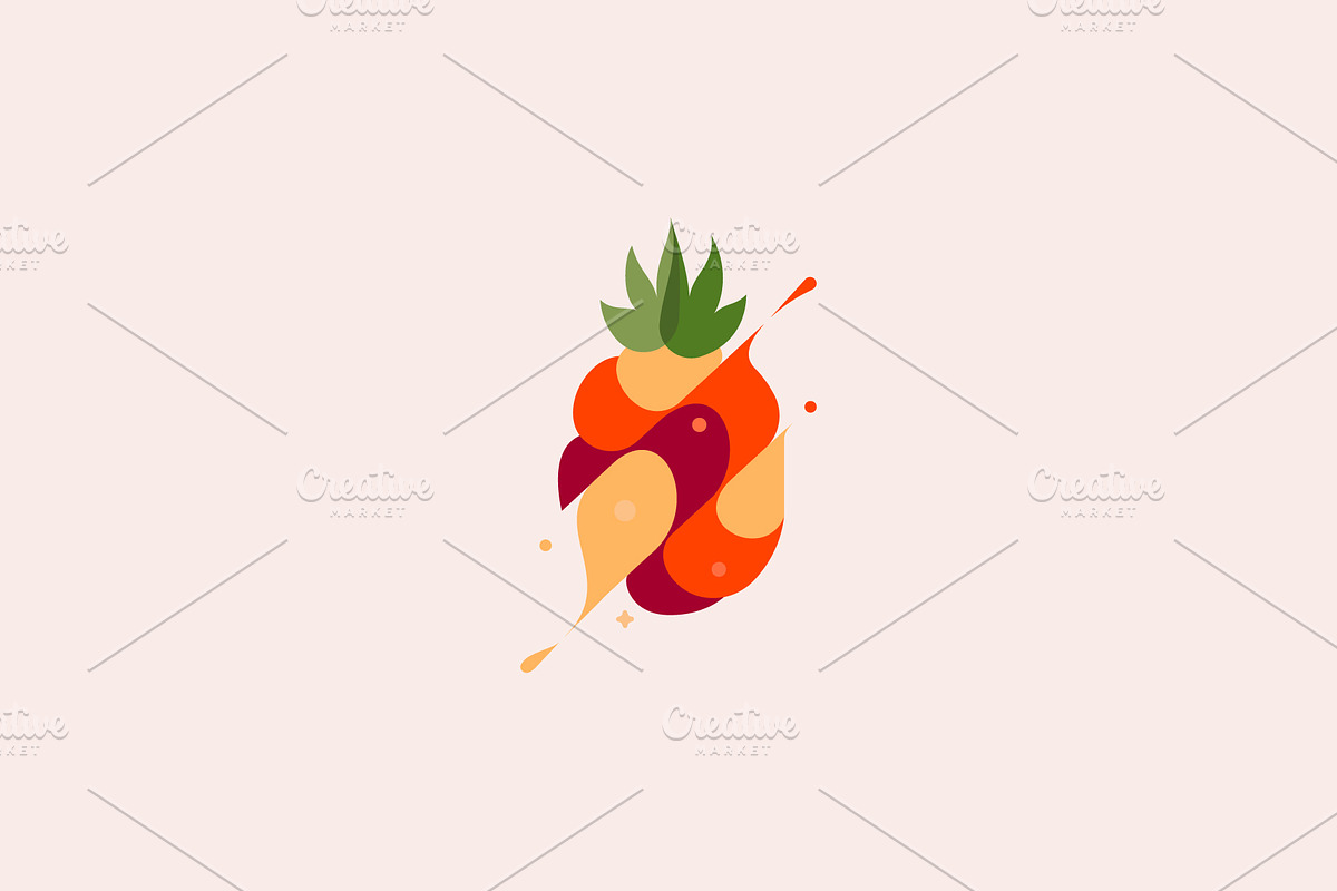 Pineapple with splashes vector logo, a Templates & Theme by Himalia1