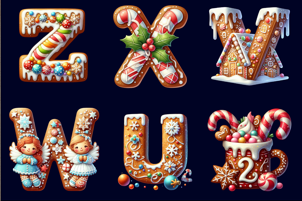 Christmas Gingerbread Alphabet Png, an Illustration by SinaCreation (Photo 2 of 5)