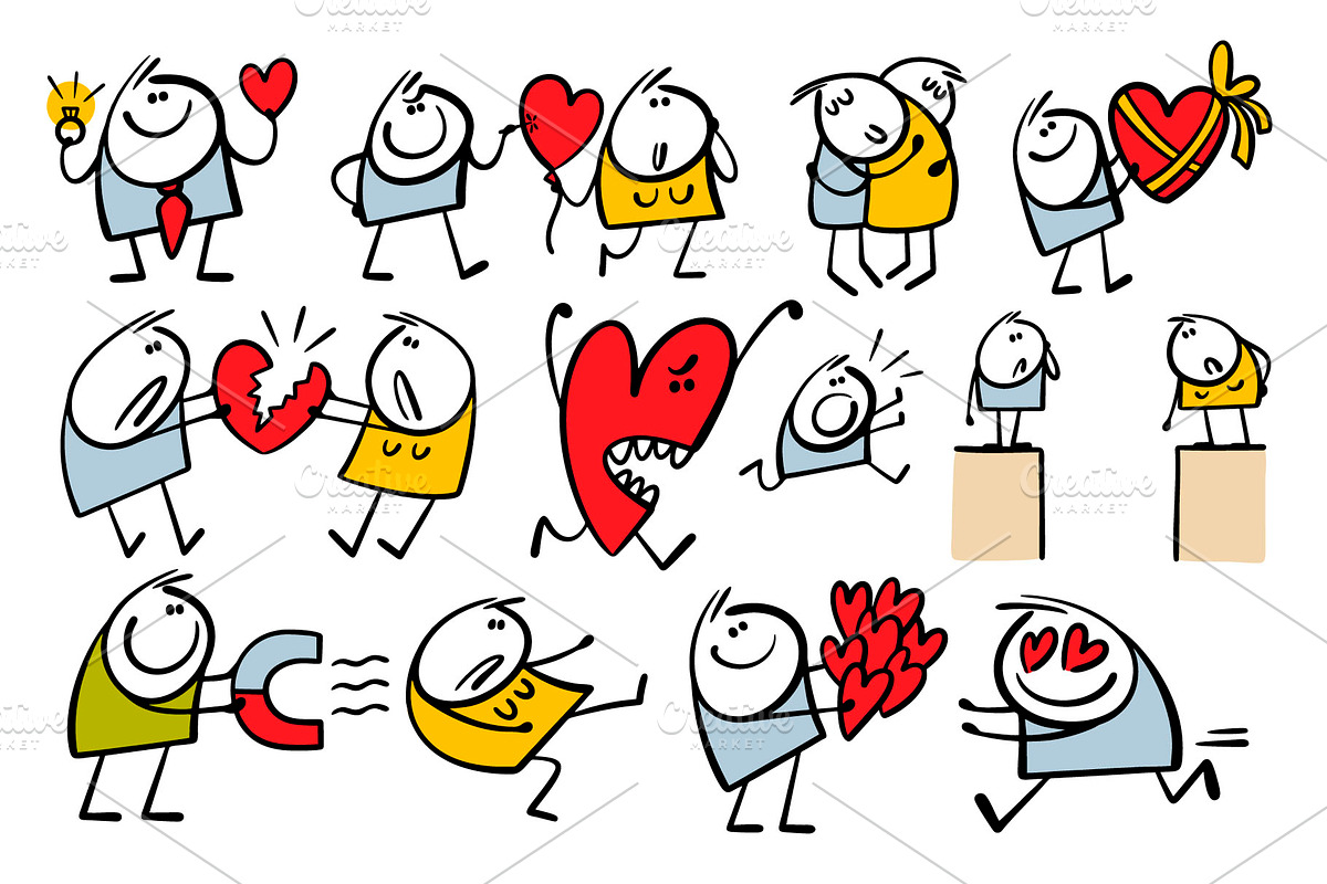 Cartoon love set 1., an Illustration by eka panova (Photo 4 of 6)