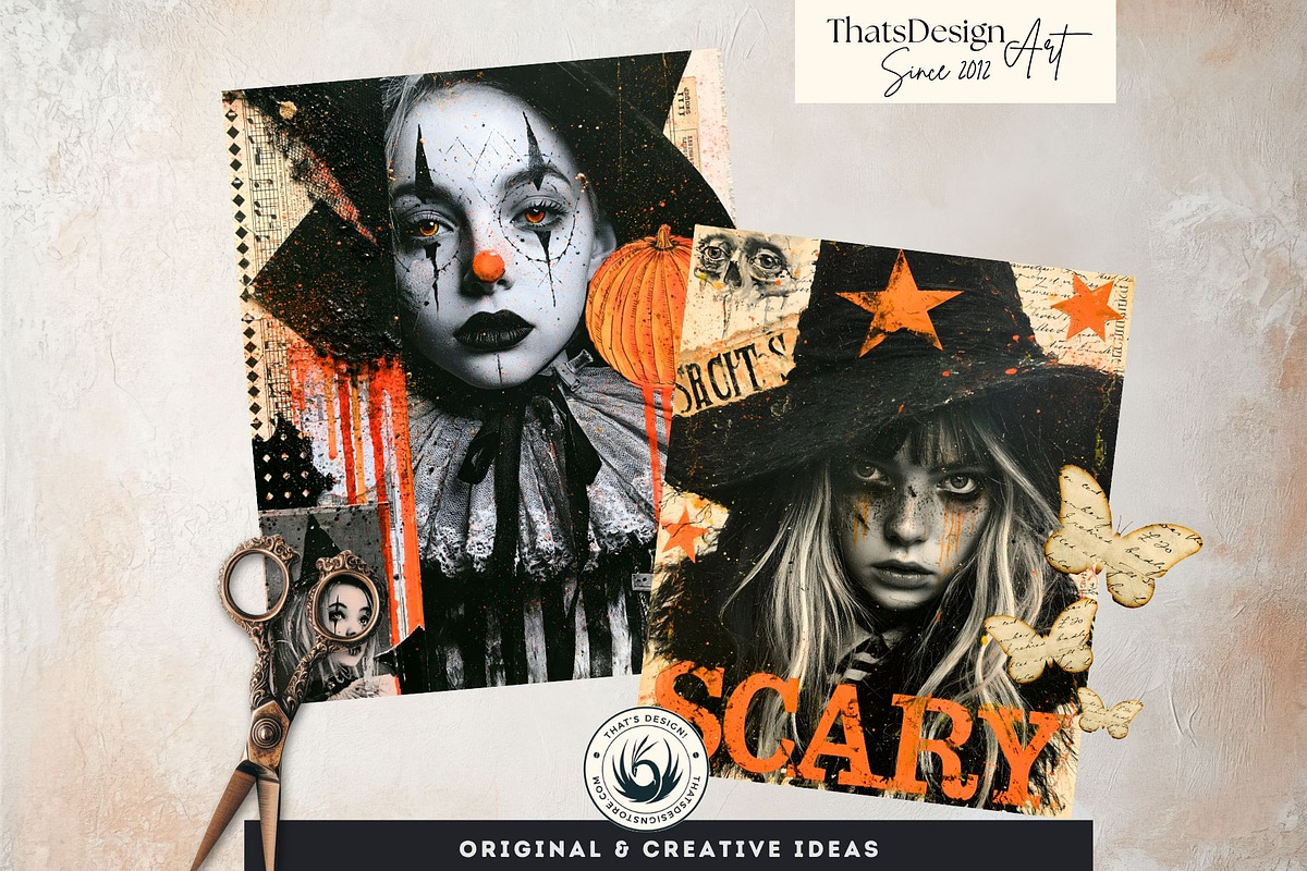 Vintage Dark Halloween Digital Paper, a Seasonal Illustration by ThatsDesignArt (Photo 9 of 16)