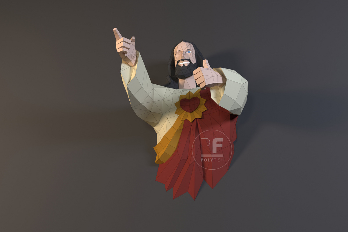 DIY Buddy Christ 3D model template, a Marketing Template by PolyFish (Photo 5 of 6)