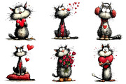 Valentines Whimsical Cats Clipart, an Illustration by Dream Creation (Thumbnail 3 of 7)
