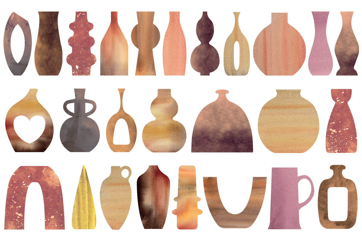 Watercolor collection ceramic vases, an Object Illustration by Whimsy Brush Studio (Photo 2 of 6)