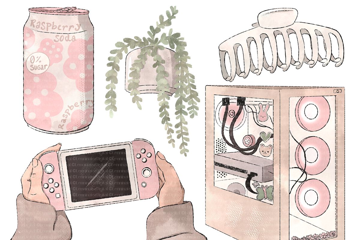Clean Girl Gaming Clipart PNG, a Technology Illustration by Lenninator Digital (Photo 4 of 8)