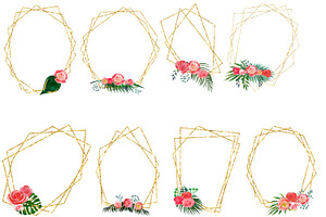 Floral Polygonal Frames Clipart