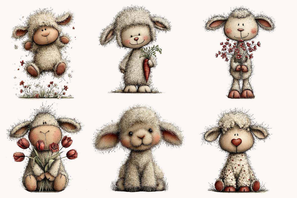 Whimsical Easter lamb clipart, an Illustration by Designworld (Photo 4 of 7)