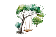 Watercolor Tree Swings Clipart Bundl, an Object Graphic by Regulrcrative (Thumbnail 5 of 7)