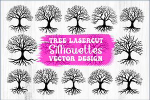 Laser Cut Tree Silhouettes Bundle, a Graphic by BIPLOB EXPERT
