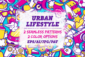 Urban lifestyle seamless patterns