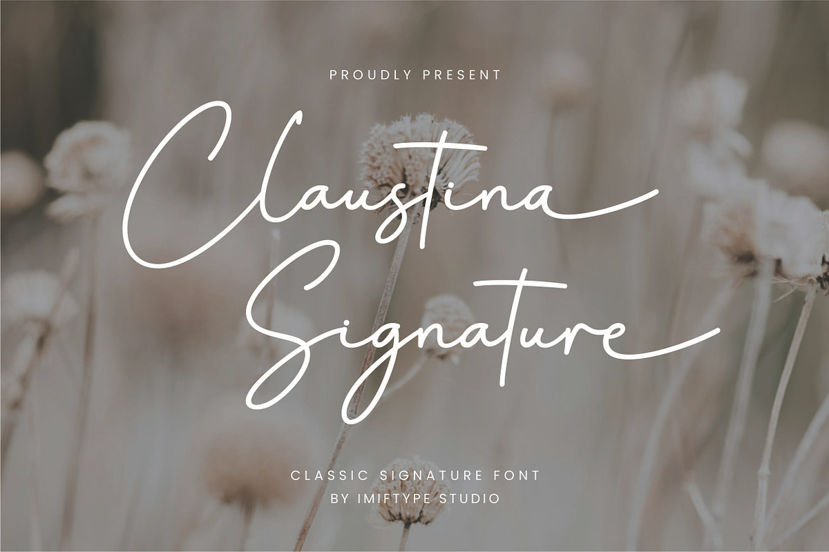 Claustina Signature Font, a Script Font by Imiftype Studio (Photo 1 of 10)