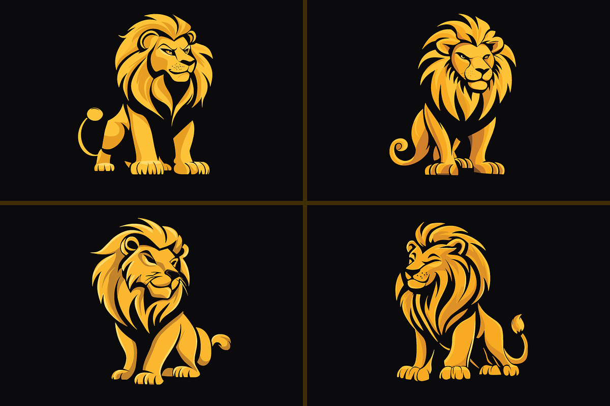 Full Body Lion Logo Collection, a Branding & Logo Template by Xoovion