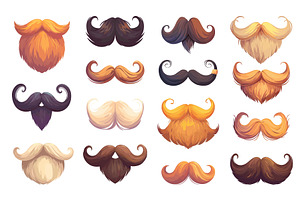 mustache cartoon. beard set, mask, an Object Illustration by Stock-Smart-Start