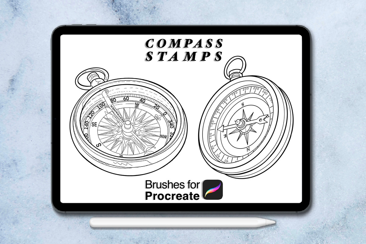 120 compass tattoo-style procreate, a Brush Add-On by Arts For Peace (Photo 4 of 9)