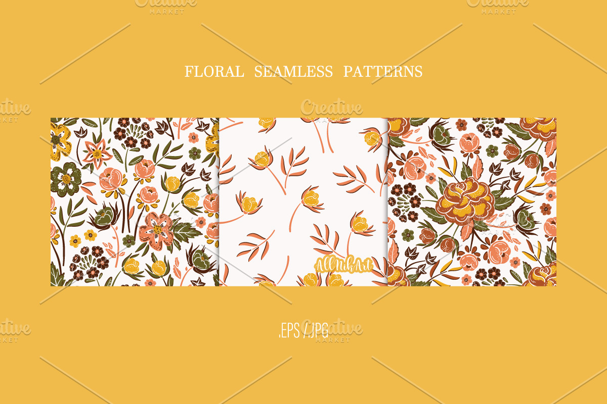 Autumn Wildflowers Digital Paper Set, a Pattern Graphic by AllNikArt (Photo 2 of 6)