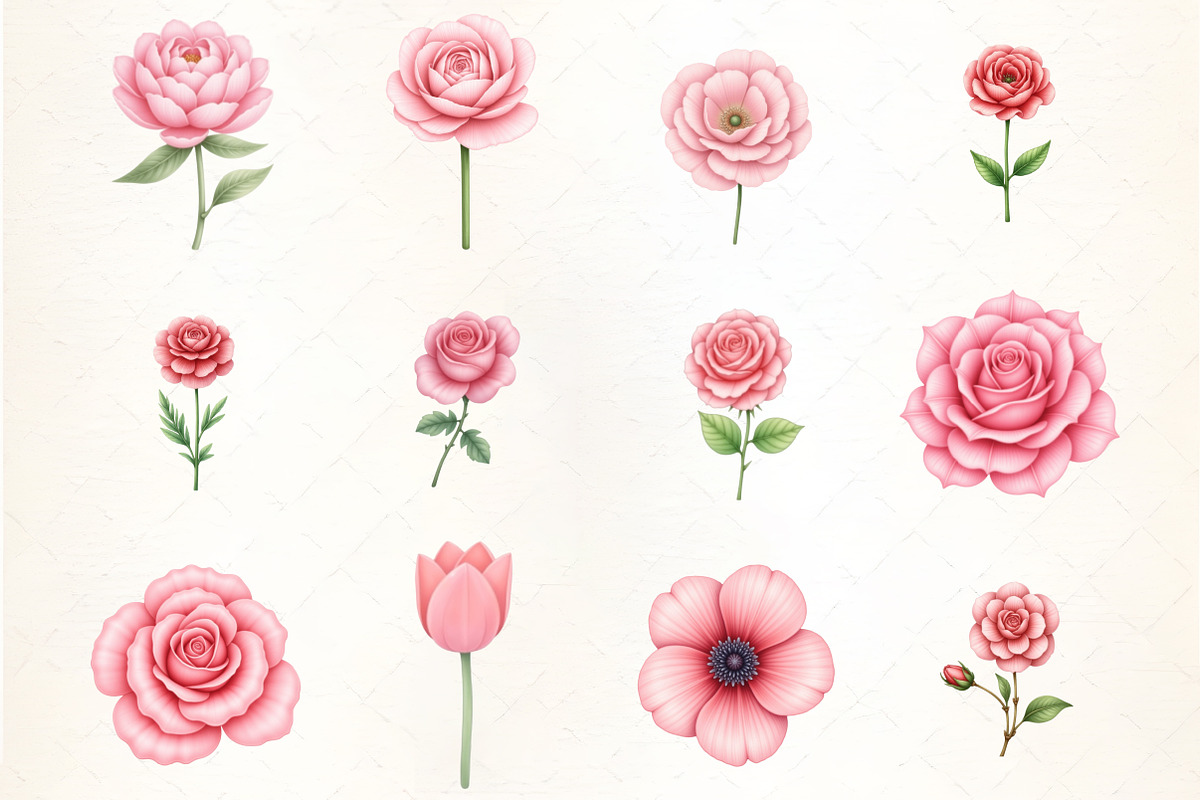 Blush Flower Clipart, an Illustration by CrexoraLab (Photo 3 of 5)