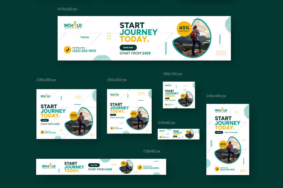 Travel Agency Web Banner Ads Set, a Social Media Template by CreativeShaper (Photo 4 of 4)
