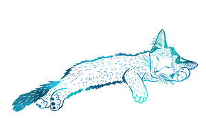 Kitten blue sleeps graphics. hand, an Animal Illustration by Nenahliadava Design