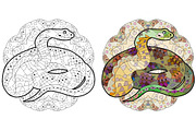 Decorative snakes for coloring, an Object Graphic by Watercolor fantasy (Thumbnail 7 of 7)
