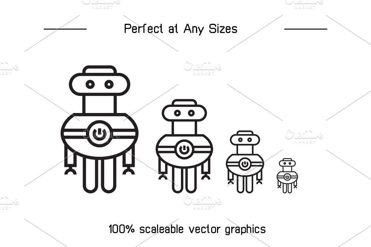 Bundle of Robot Avatars Line Icons, an Icon by Designfour (Photo 7 of 7)