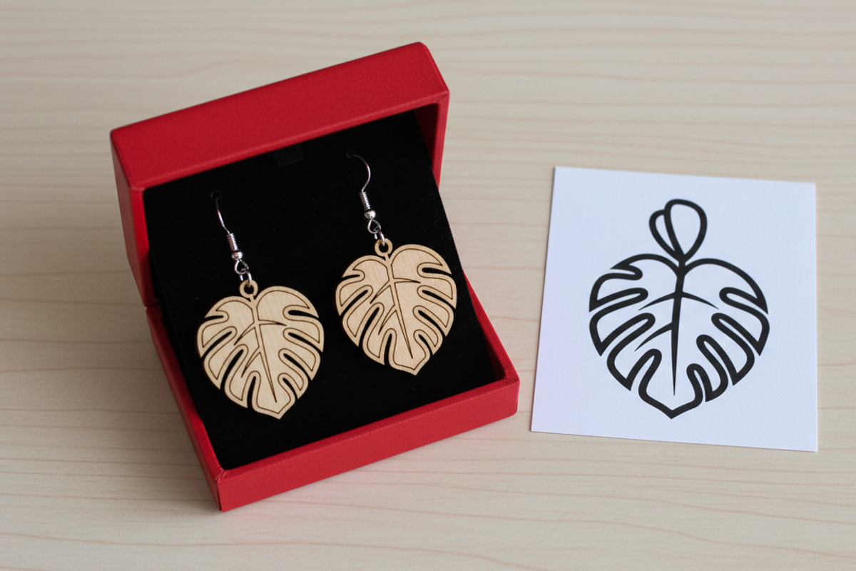 Modern Monstera Leaf Earring, an Illustration by Amazin_art (Photo 2 of 5)