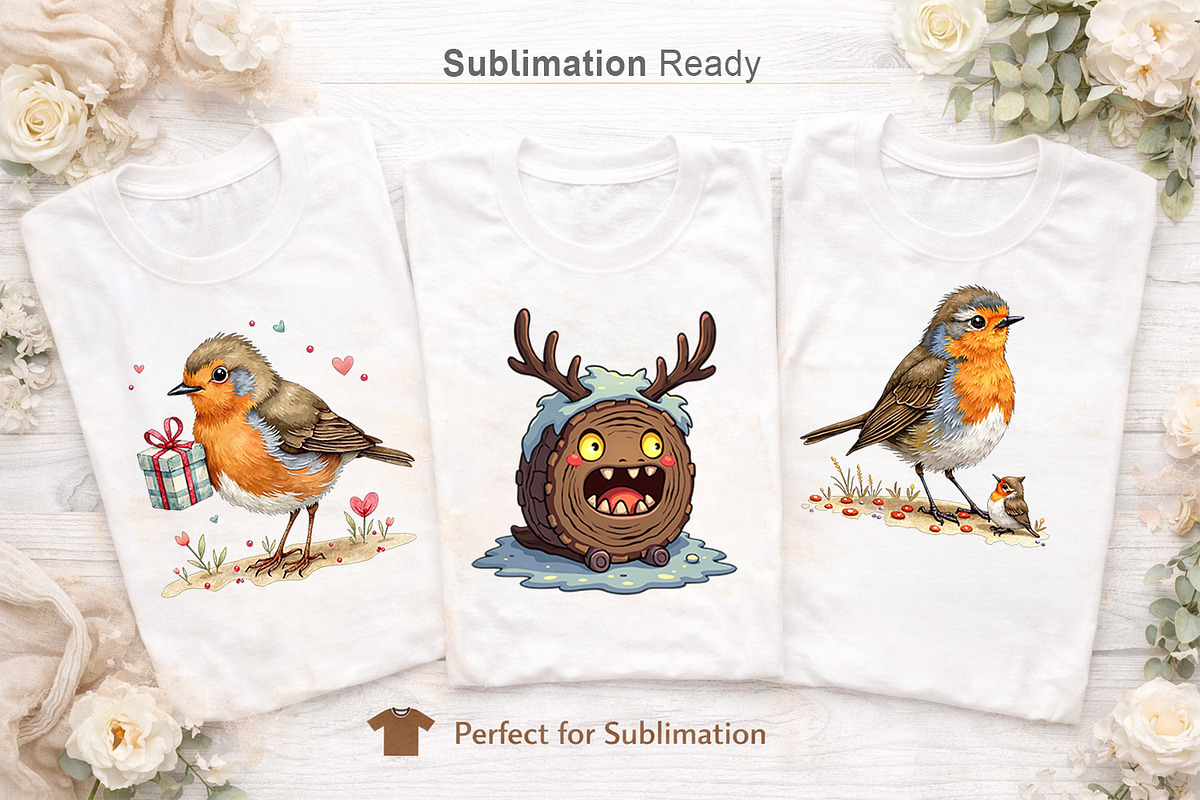 Watercolor Christmas Robin & Pets, an Illustration by Artnoy (Photo 6 of 8)
