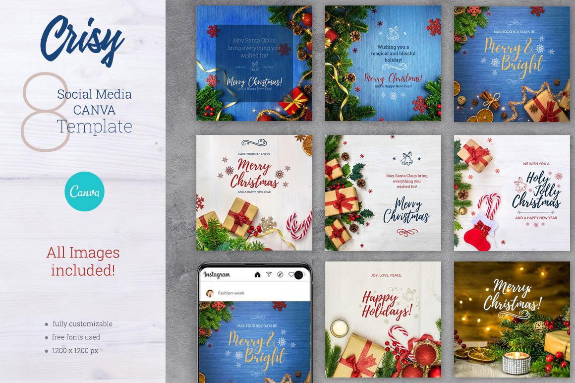 Canva Christmas Greetings Instagram, a Social Media Template by Sabin