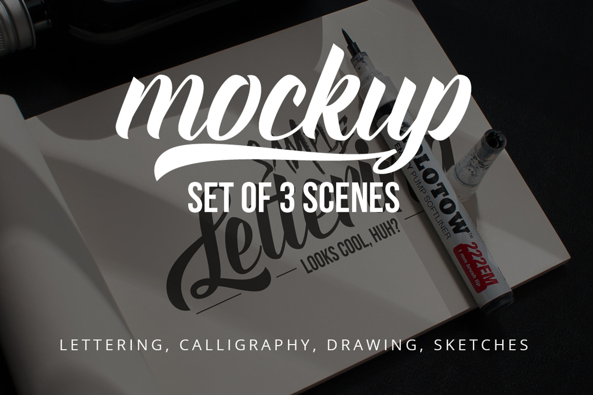 Lettering & Drawing Mockup Set, a Books & Magazine Mockup by AwesomeMockups (Photo 1 of 5)