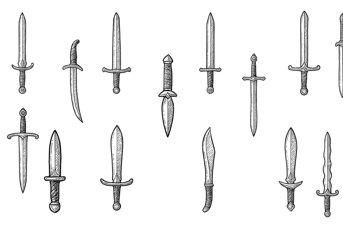 Vintage Sword Set, an Object Graphic by nikagraphic