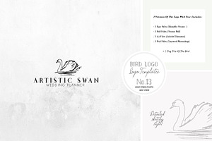 Bird Logo Artistic style Swan 13