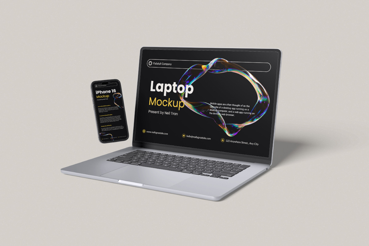 Laptop and Iphone Mockup, a Wearable Device Mockup by Twins_studio926 (Photo 2 of 5)