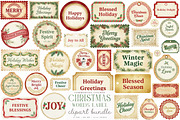 Vintage Christmas Words Labels PNG, an Illustration by SinaCreation (Thumbnail 1 of 7)