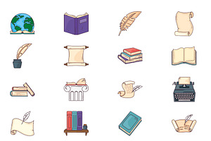 Poetry & Literature Icons Set, a Templates & Theme by studiogstock