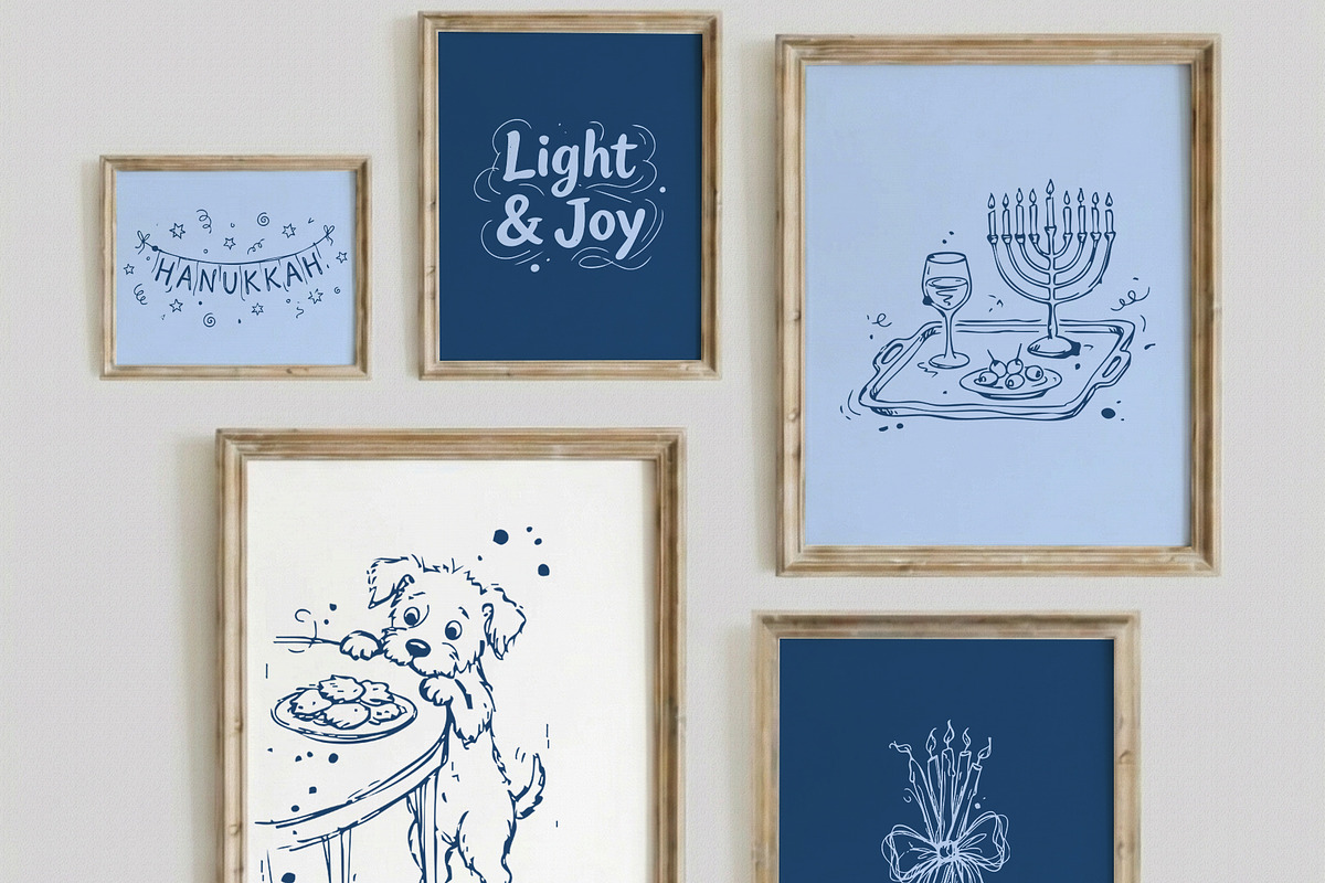 Whimsical Hanukkah: Holiday Line Art, a Seasonal Illustration by divanovskaya_nv (Photo 2 of 16)