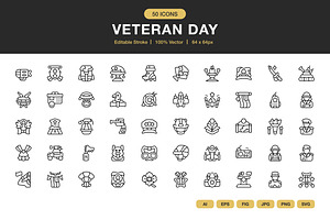 Veteran Day Icons, an Icon by Spacepixel Creative