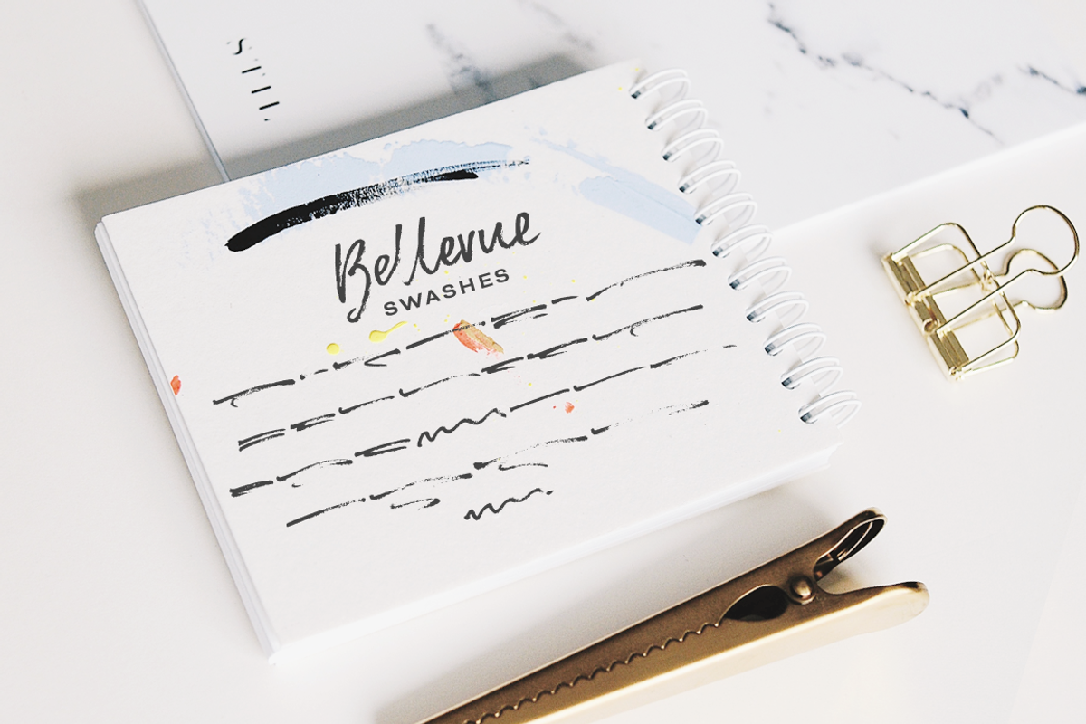 Bellevue brush font and textures preview 6